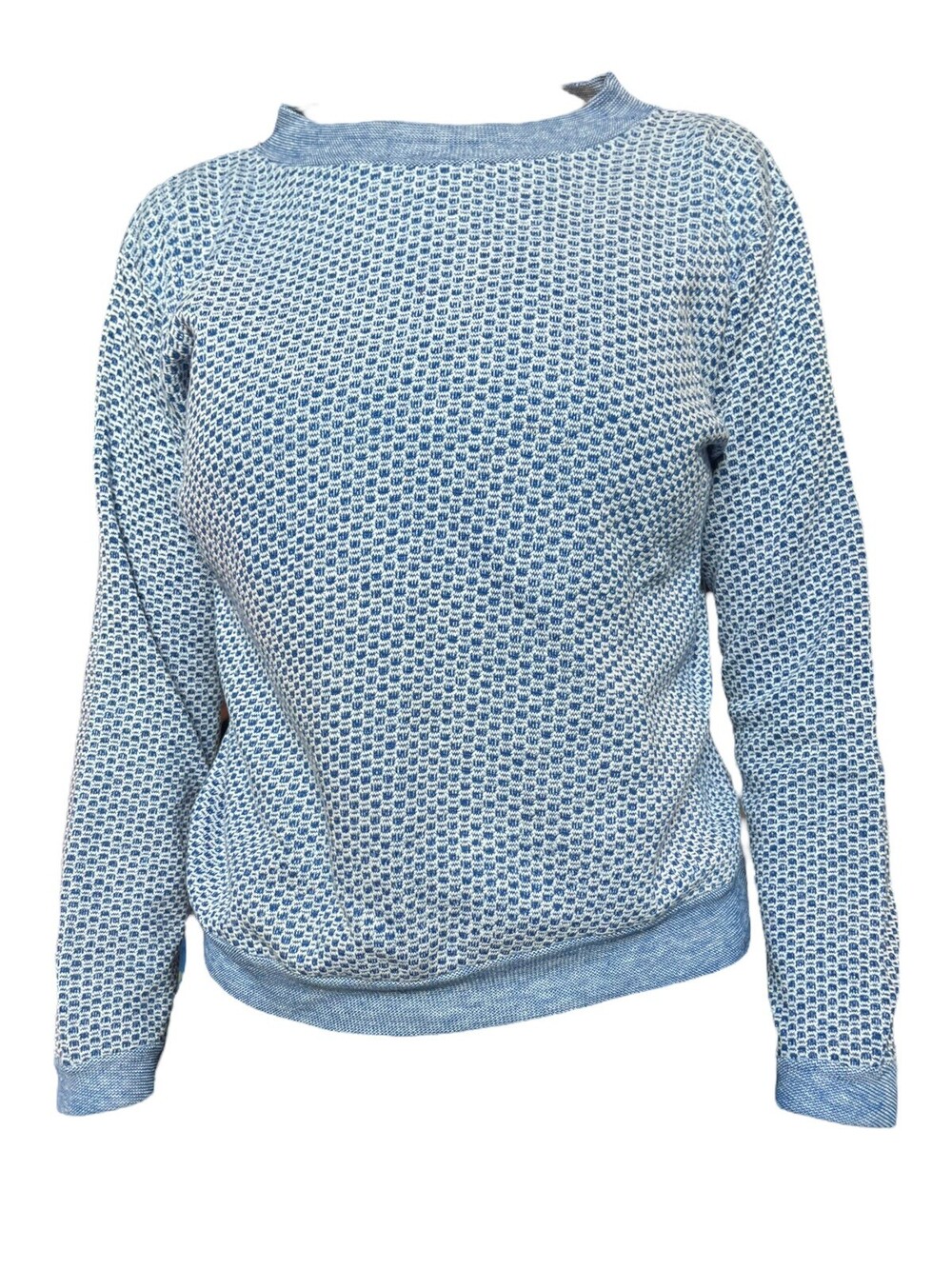 VTG 70s 80s Teen Blue White Lightweight Soft Pullover Academia Cozy Sweater Top
